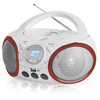 Аудиомагнитола BBK BX150BT белый/красный 4Вт/CD/CDRW/MP3/FM(dig)/USB/BT